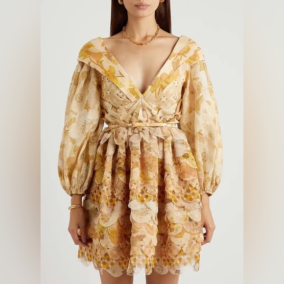 Zimmermann Tempo Floral-Print Linen-Blend Mini Dress $1850 NEW - Picture 1 of 8